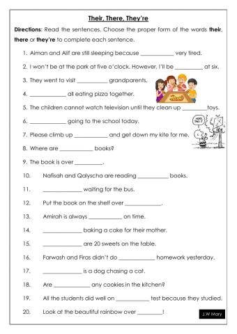their there they're worksheets