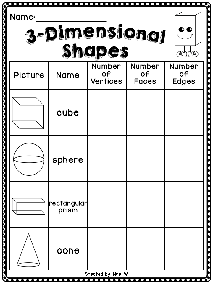 Three D Shapes Worksheets Planner Hexagon
