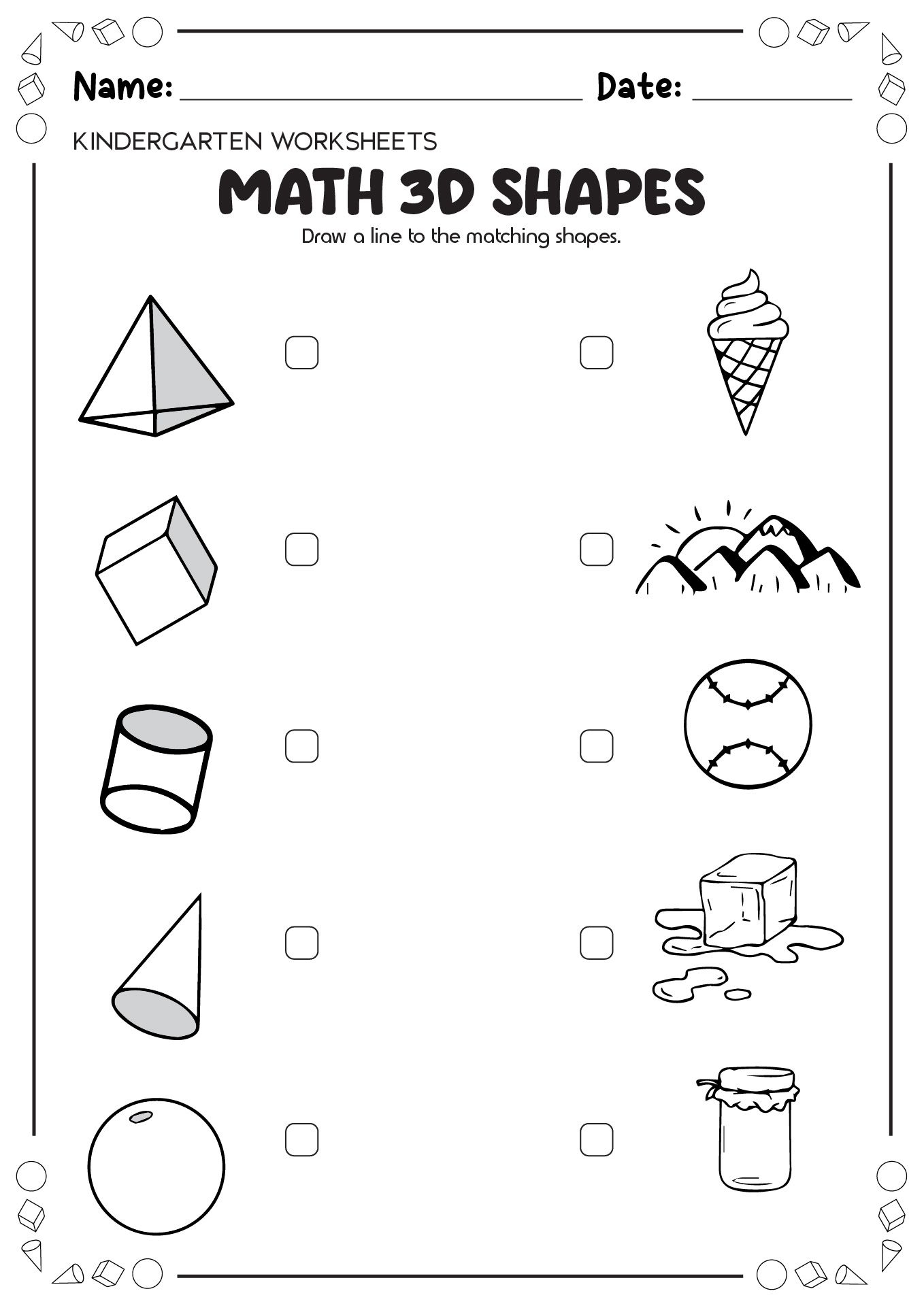Three D Shapes Worksheets Printable For Parents
