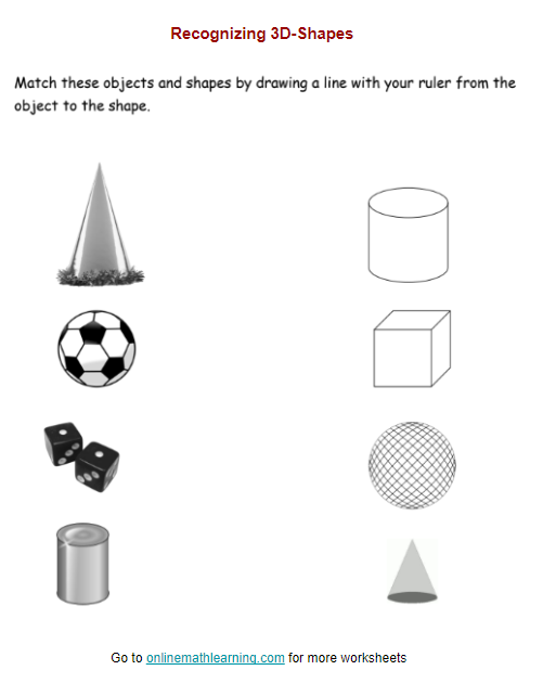 Three Dimensional Shapes Worksheets Worksheets For Kindergarten