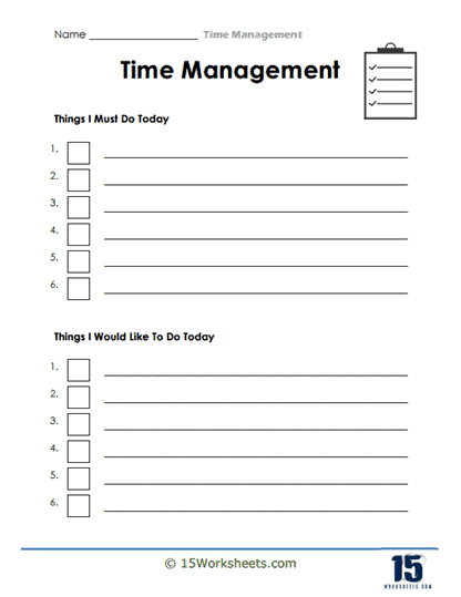 time management worksheet