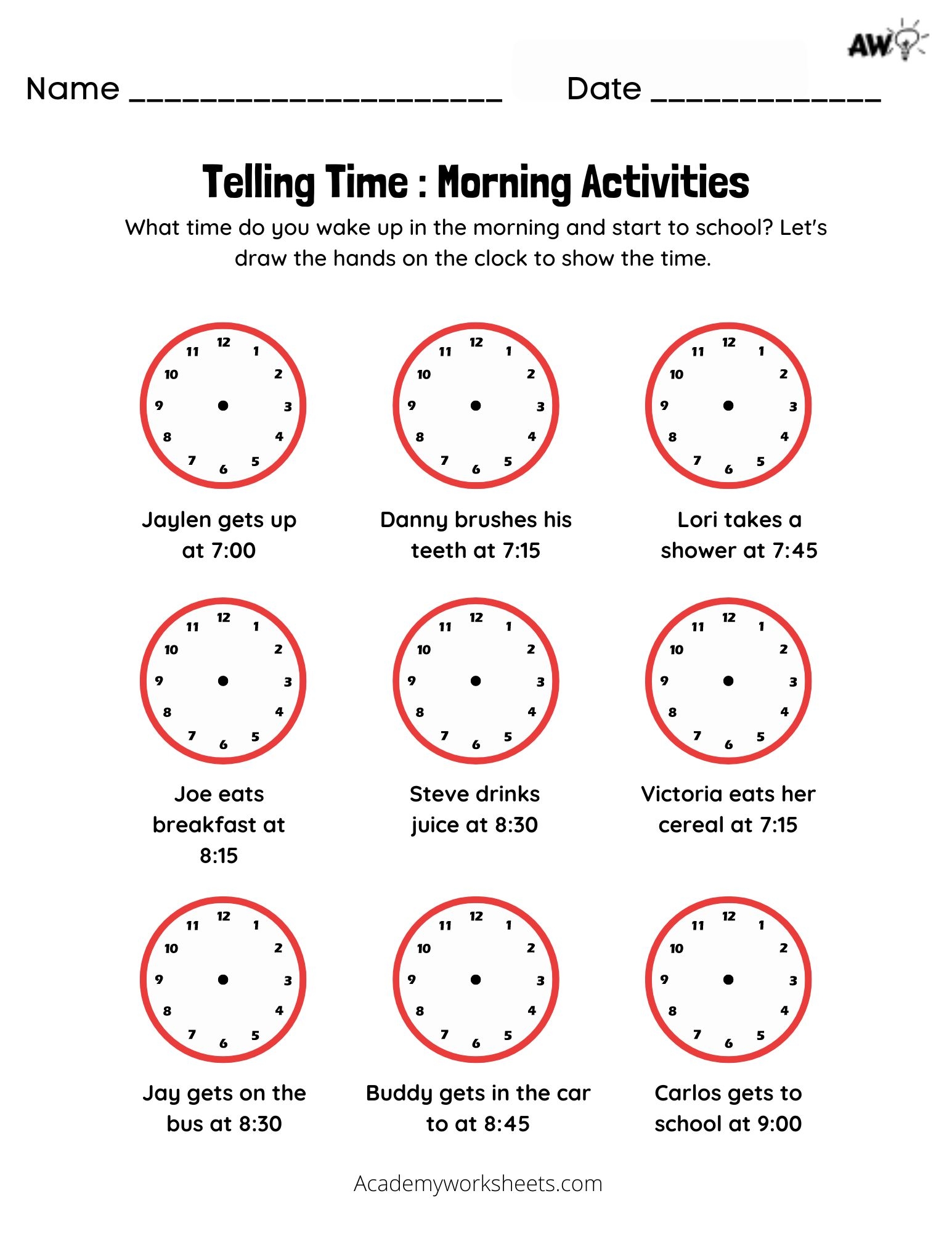 Time Telling Worksheets To The Quarter Hour Quarter Hour Academy 