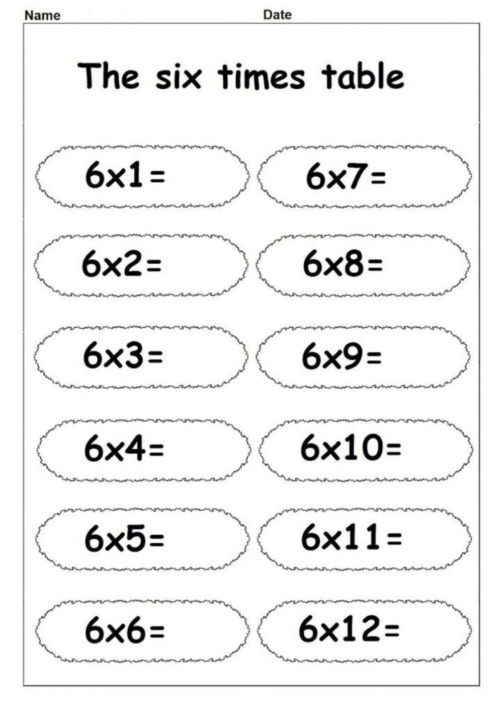 Times Table Worksheets 6 Times Table Sheets Worksheets Library