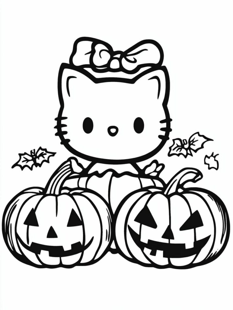 Top 30 Cute Hello Kitty Halloween Coloring Pages 