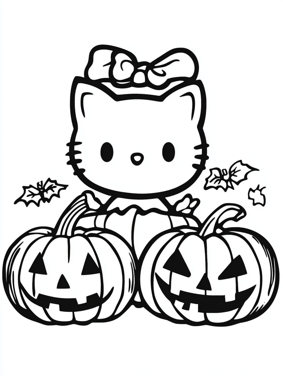 Top 30 Cute Hello Kitty Halloween Coloring Pages 