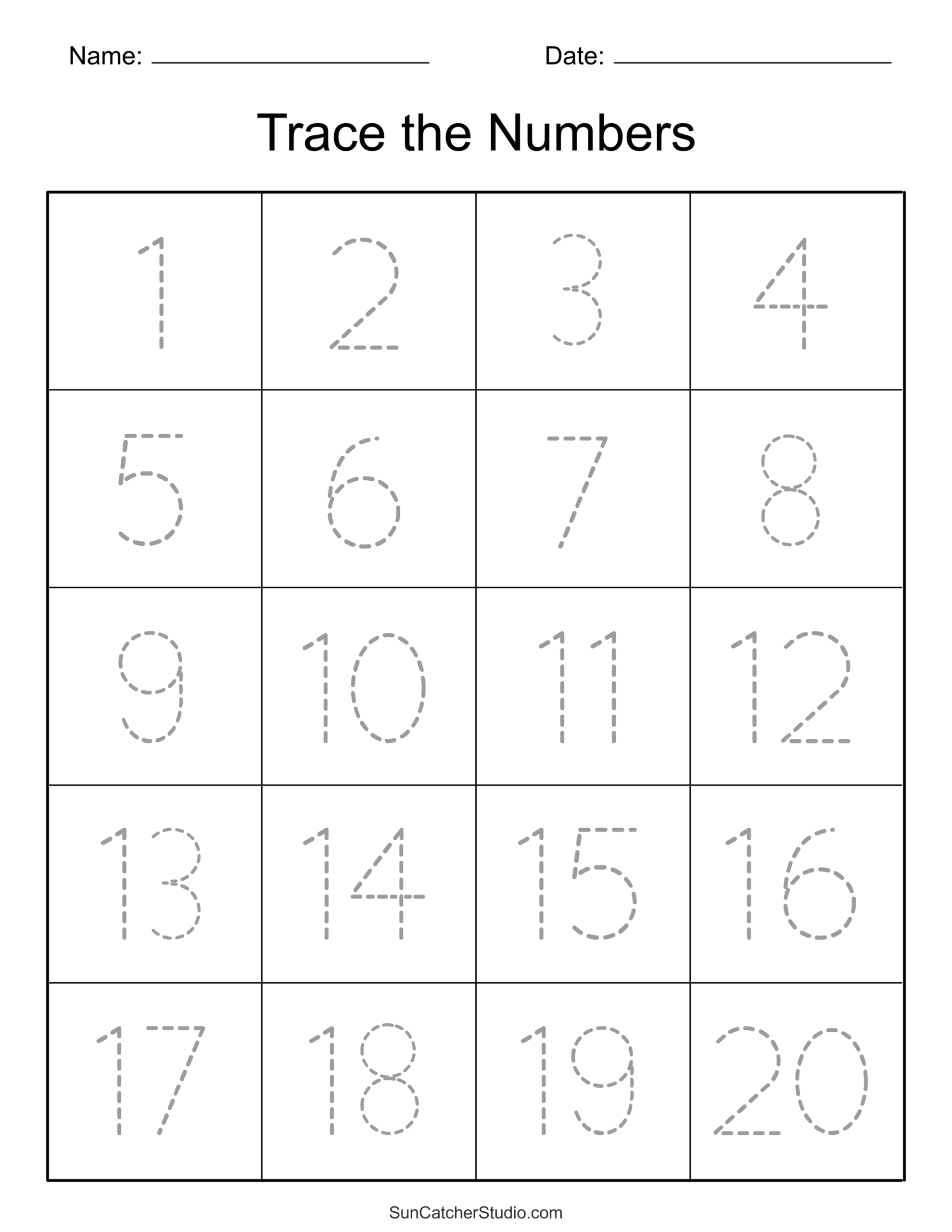 Traceable Number Worksheets