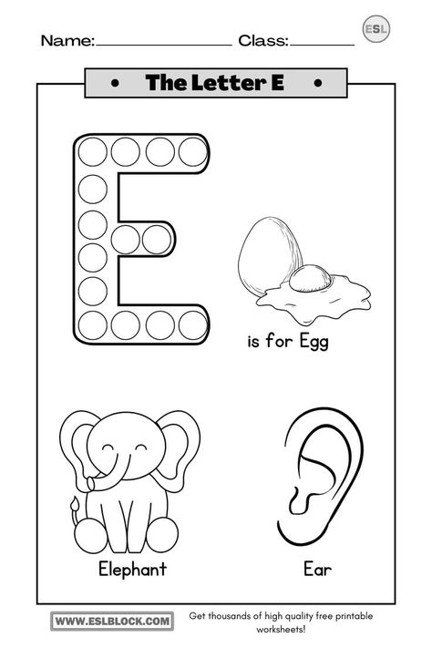 Tracing The Letter E Worksheets