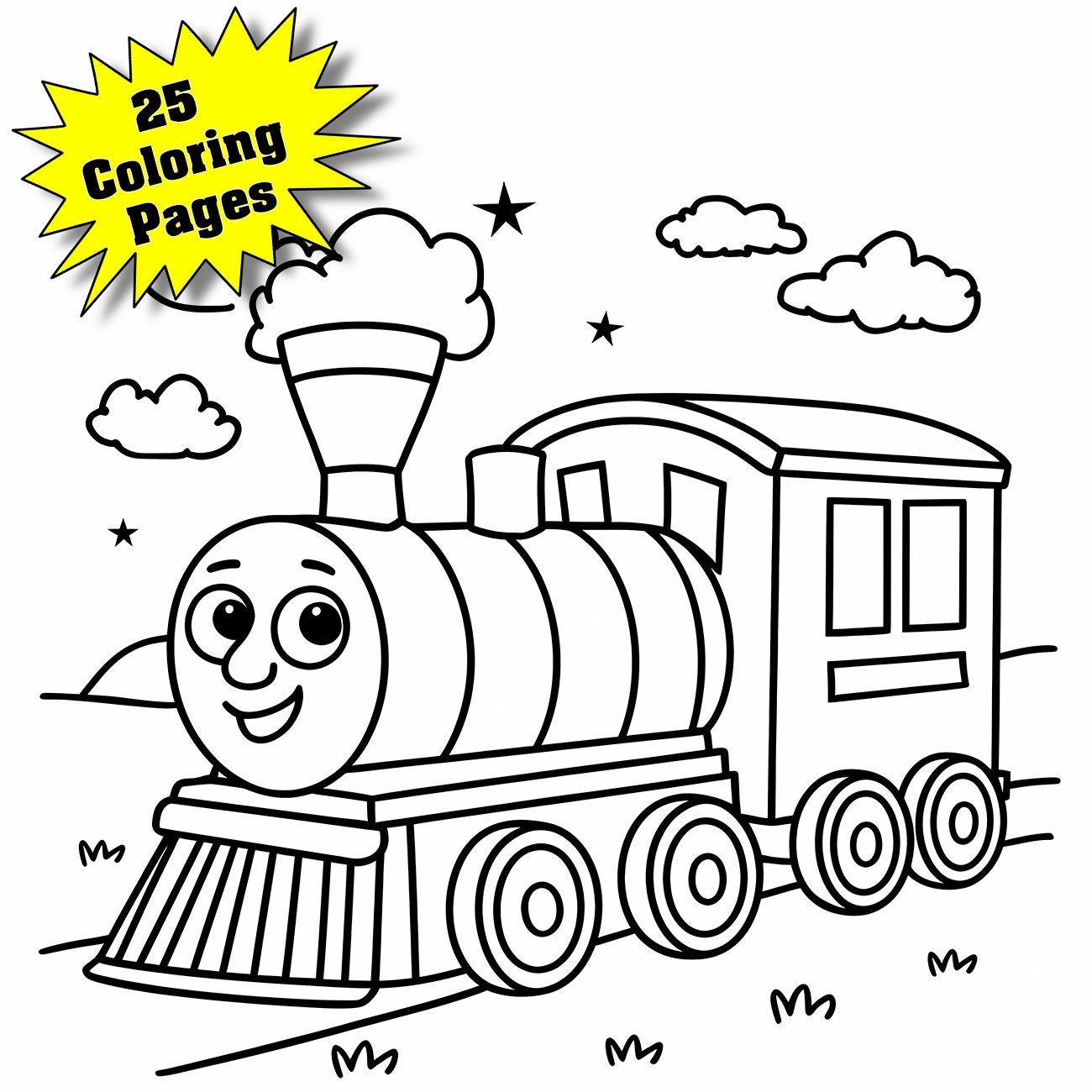Trains Printable 25 Coloring Pages Trains Coloring Book 25 Train 
