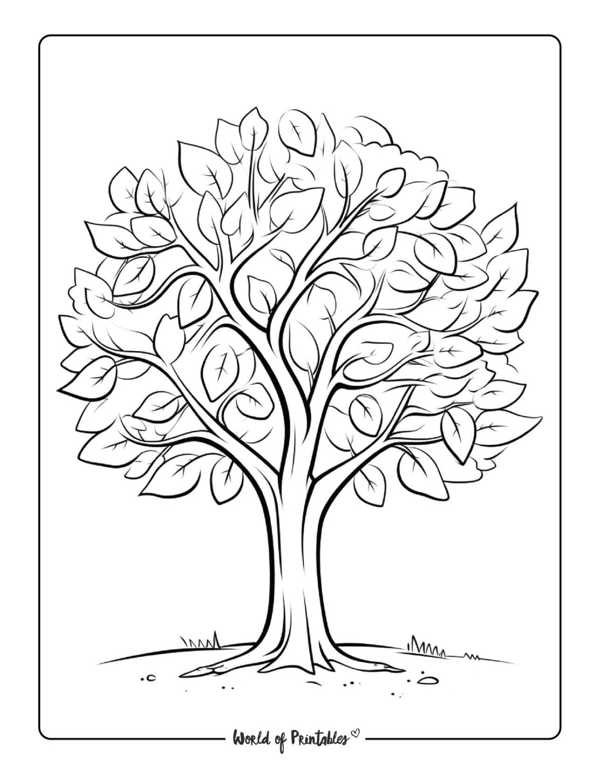 Tree Coloring Pages World Of Printables Tree Coloring Pages World Of Printables