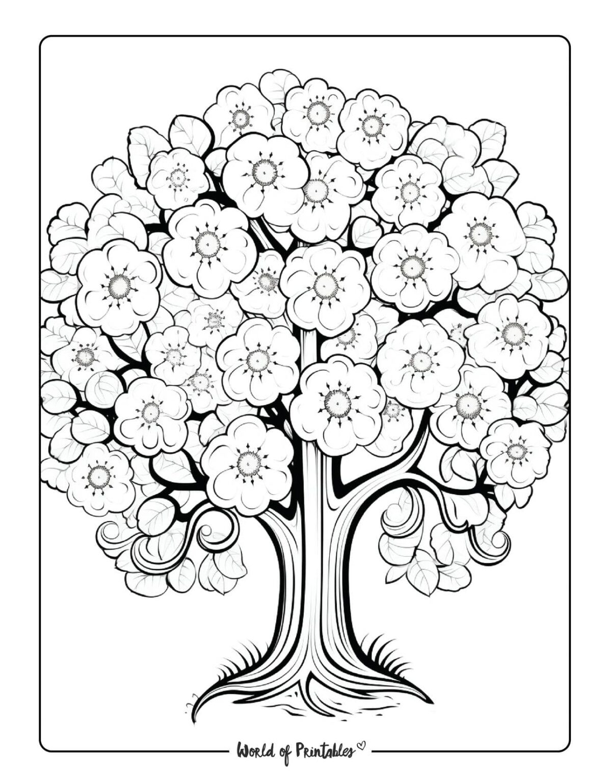 Tree Coloring Pages World Of Printables Tree Coloring Pages World Of Printables