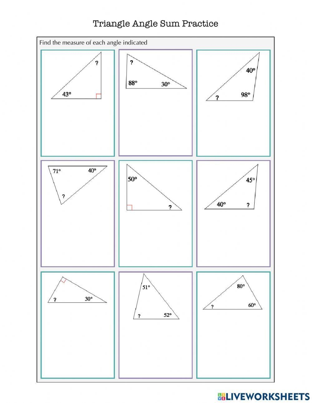 triangle sum theorem worksheet triangle sum theorem worksheet