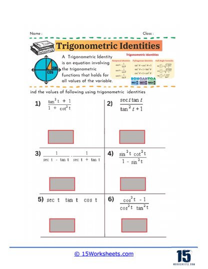 Trigonometric Identities Worksheets 15 Worksheets