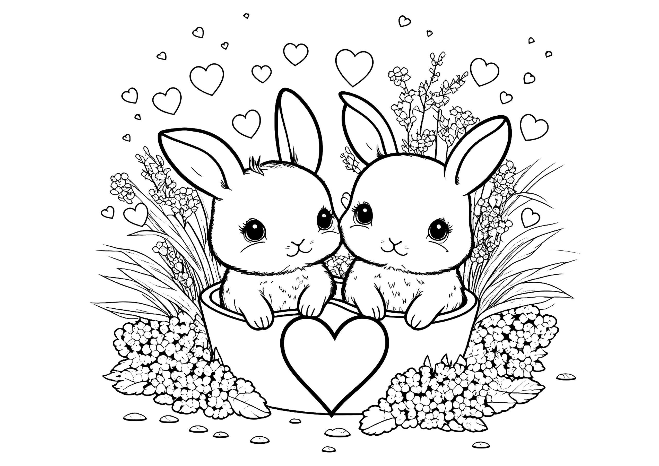 Two Little Bunnies Rabbit Bunny Coloring Pages Two Little Bunnies Rabbit Bunny Coloring Pages