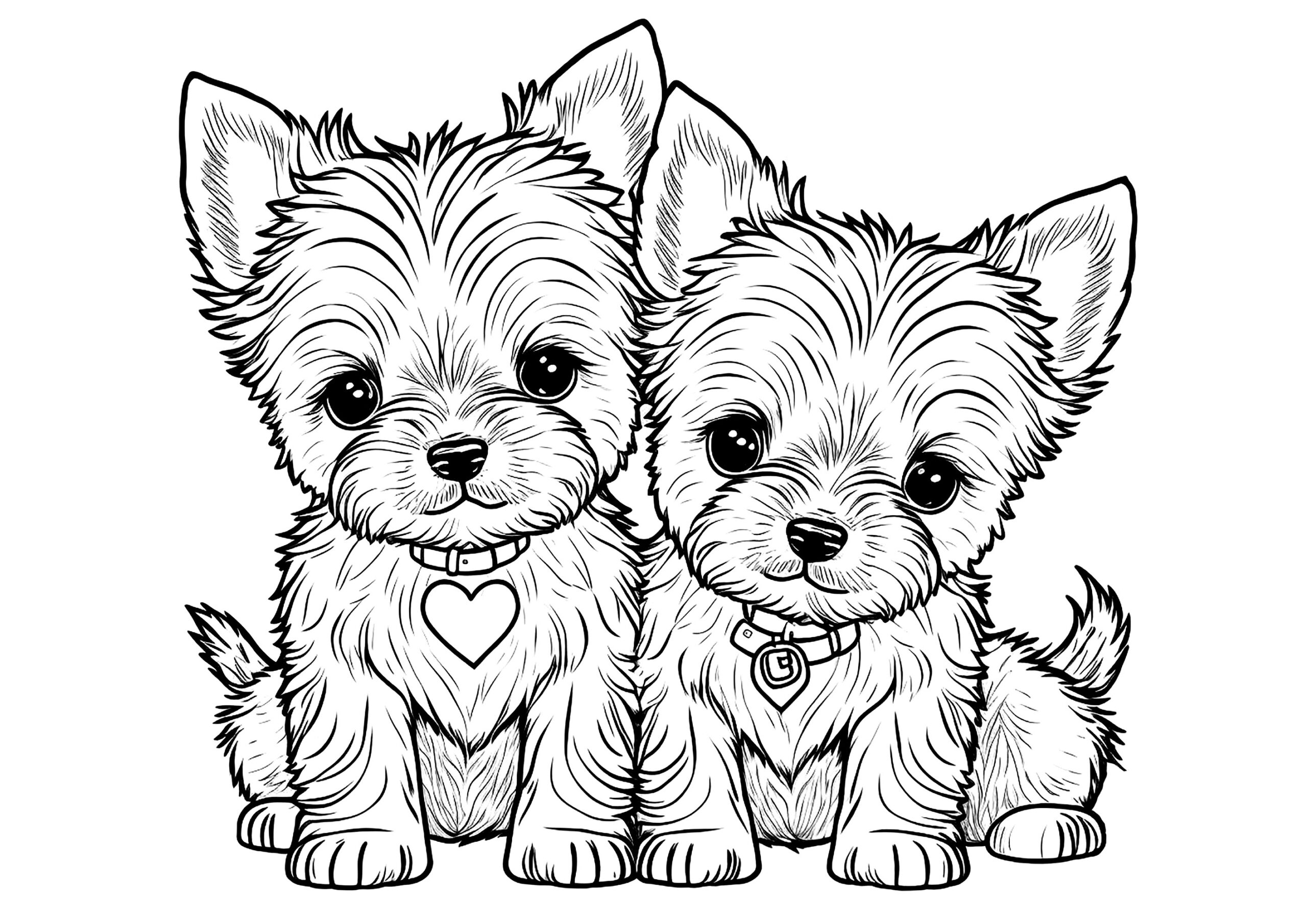 Two Little Puppies Dog Coloring Pages