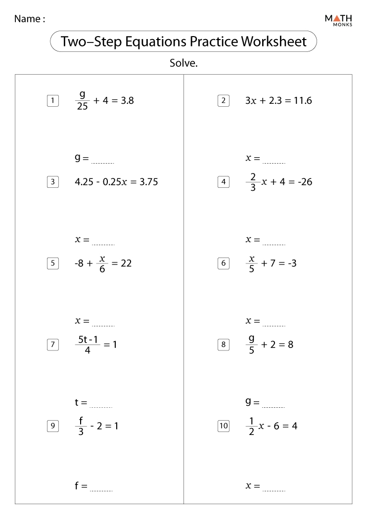 two step equations worksheet two step equations worksheet