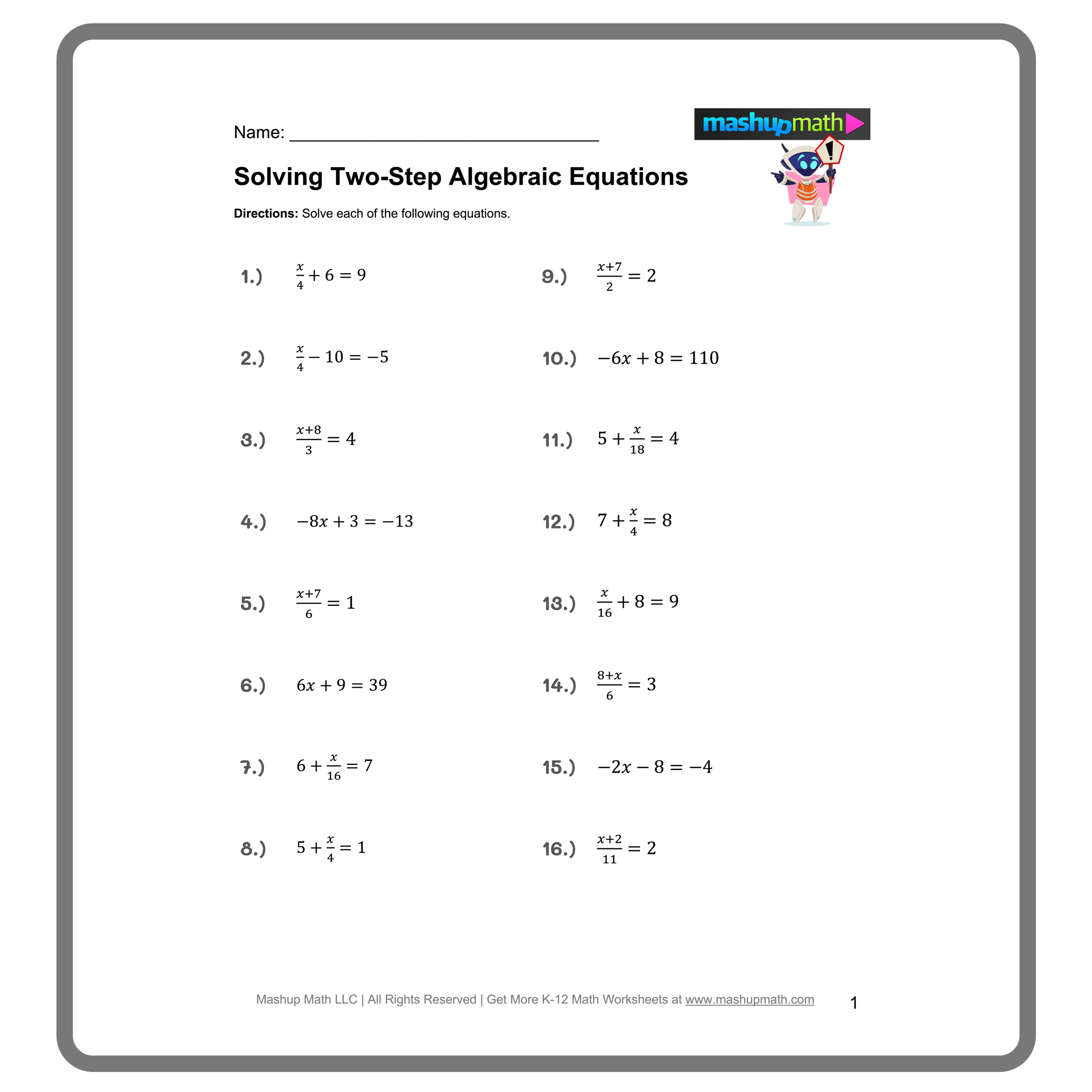 Two Step Equations Worksheets Pdf Two Step Equations Worksheets Pdf