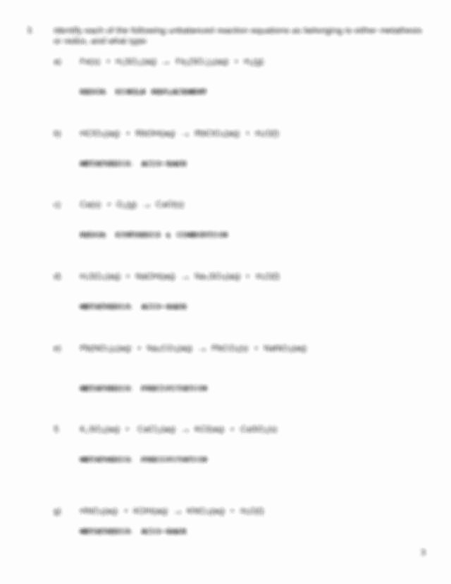 Types Of Reactions Worksheet Elegant Types Reactions Worksheet 