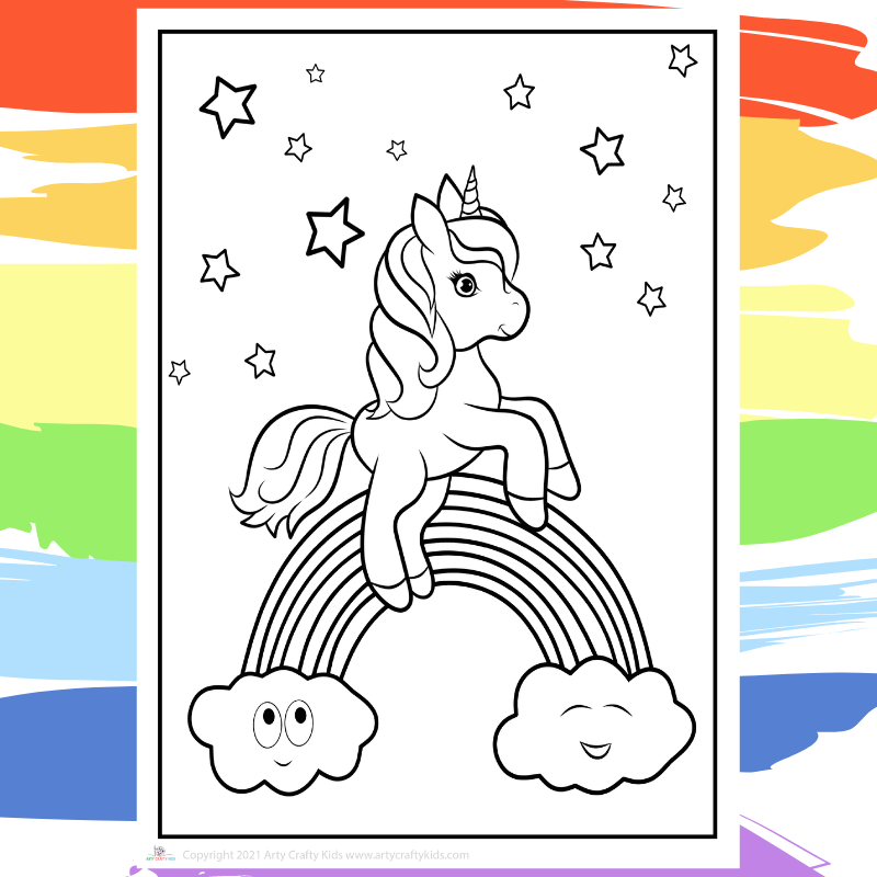 Unicorn Coloring Pages With Rainbow Unicorn Coloring Pages With Rainbow