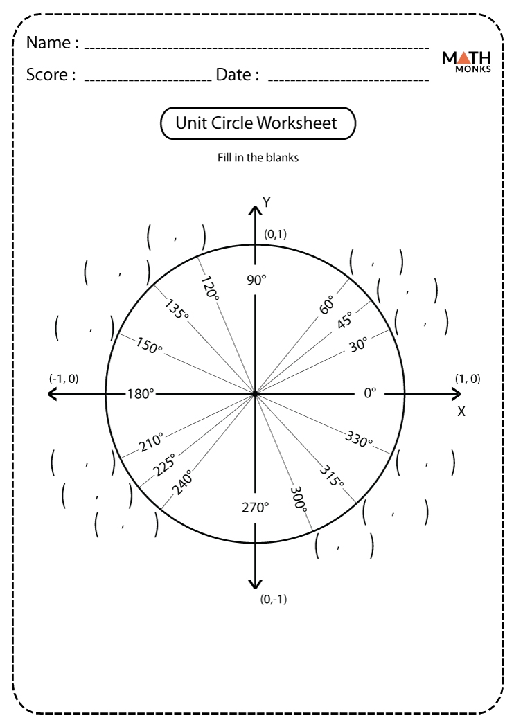 Unit Circle Worksheet Math Monks Unit Circle Worksheet Math Monks