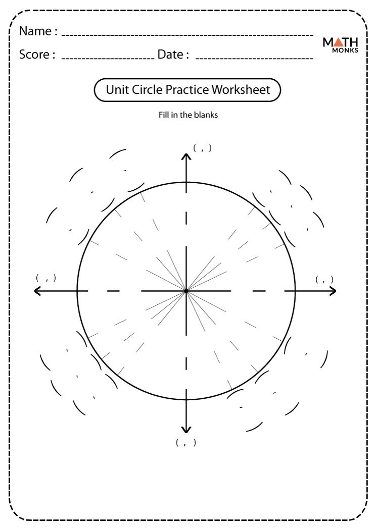 Unit Circle Worksheet Math Monks Unit Circle Worksheet Math Monks