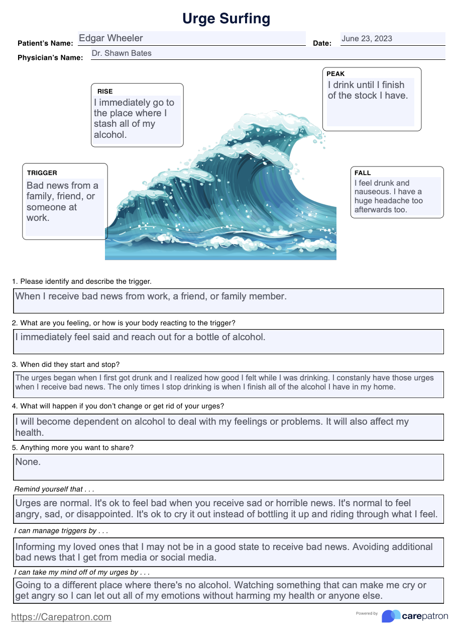 Urge Surfing Worksheet Example Free PDF Download DBT Worksheets Urge Surfing Worksheet Example Free PDF Download DBT Worksheets