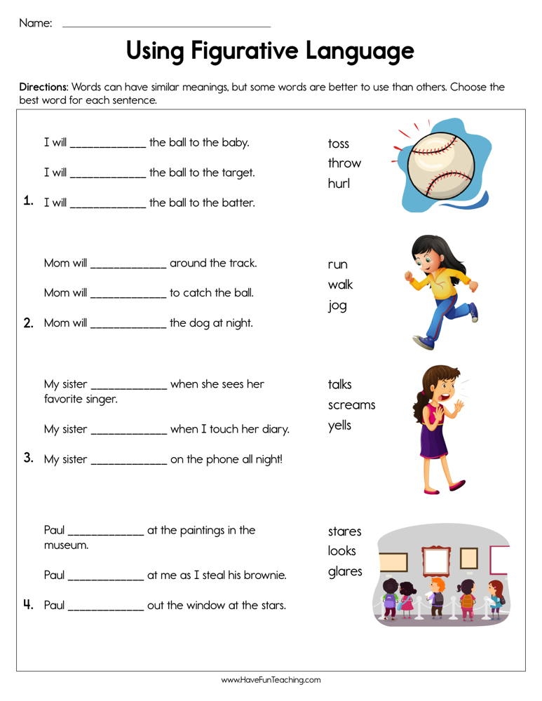 figurative language worksheet