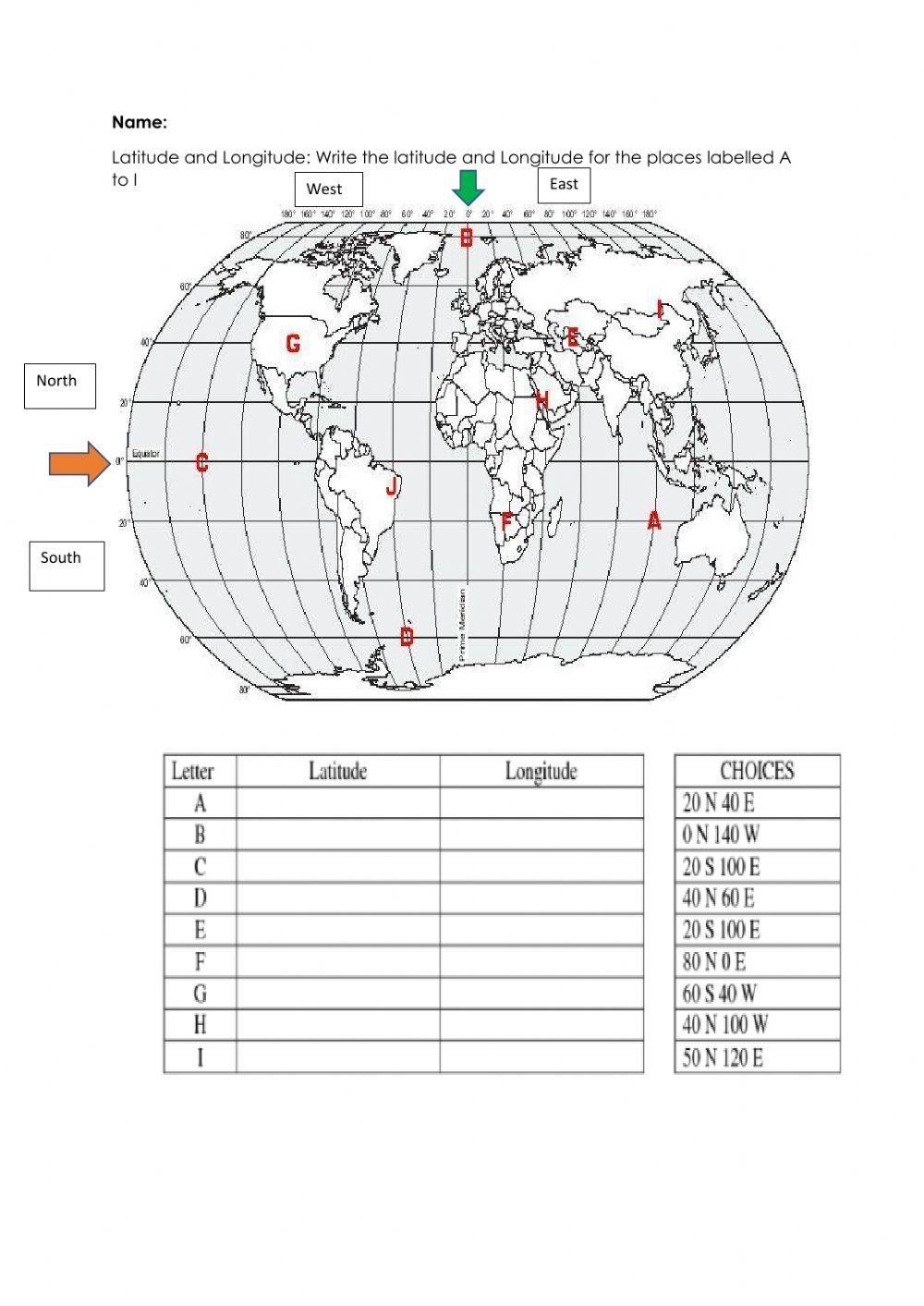 latitude and longitude worksheets