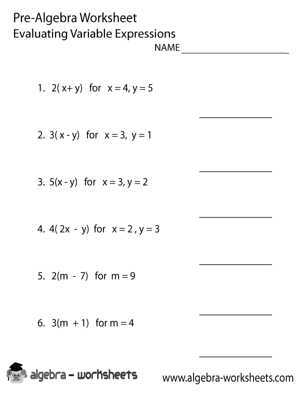 Variables Pre Algebra Worksheet Printable Variables Pre Algebra Worksheet Printable