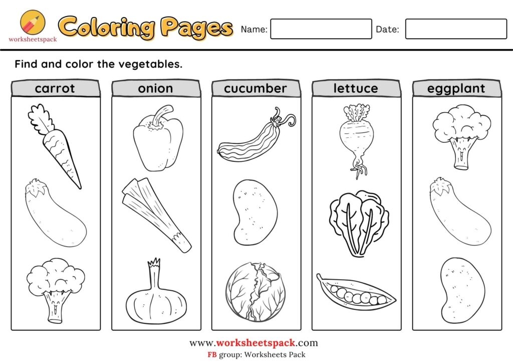 Vegetables Coloring Pages With Names Simple Big Fruits Vegetables