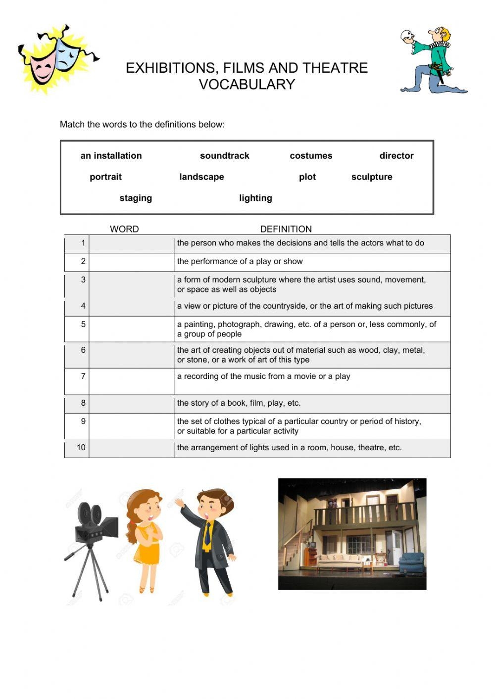 theatre vocab worksheet