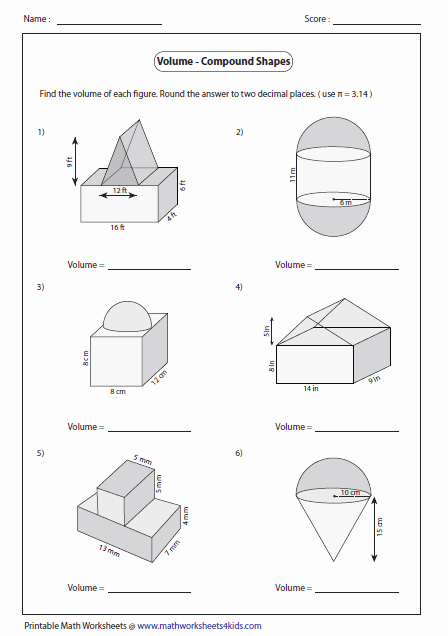 Volume Of Composite Figures Worksheet Luxury Volume Worksheets 
