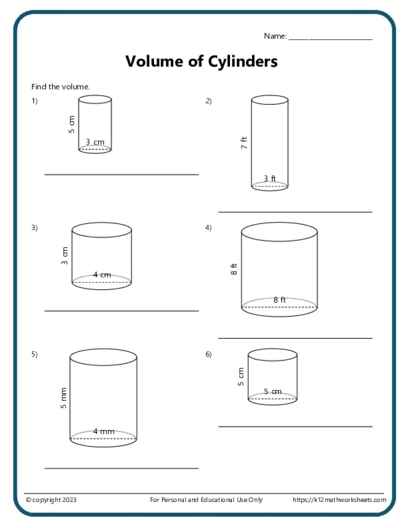 Volume Of Cylinders Worksheets Reading A Graduated Cylinder