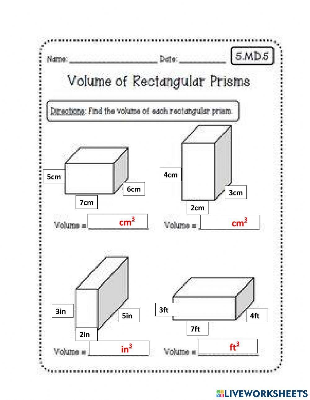 volume of rectangular prism worksheet
