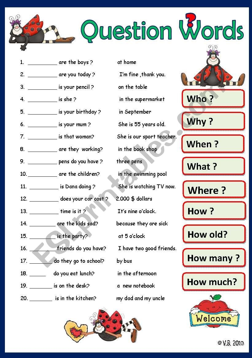 Wh questions ESL Worksheet By Victoria Ladybug Wh questions ESL Worksheet By Victoria Ladybug