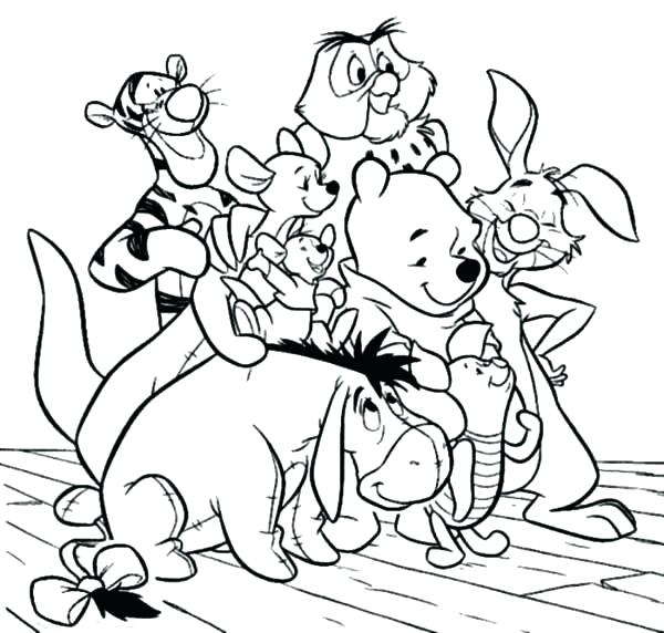 winnie the pooh characters coloring pages