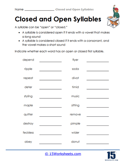 Winter Word Sort Open And Closed Syllables 1 Worksheet Winter Word Sort Open And Closed Syllables 1 Worksheet