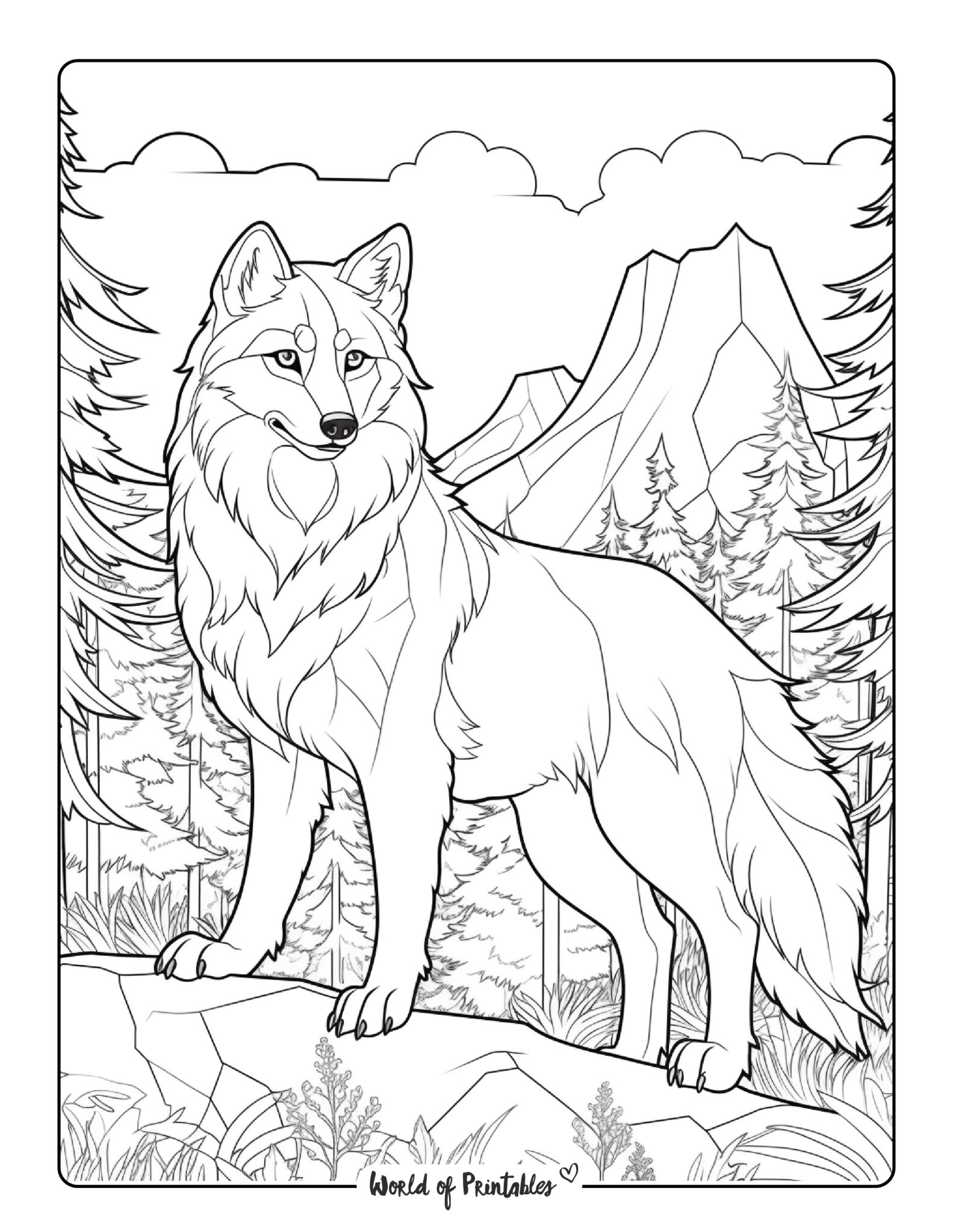 Wolf Coloring Pages For Kids Adults World Of Printables