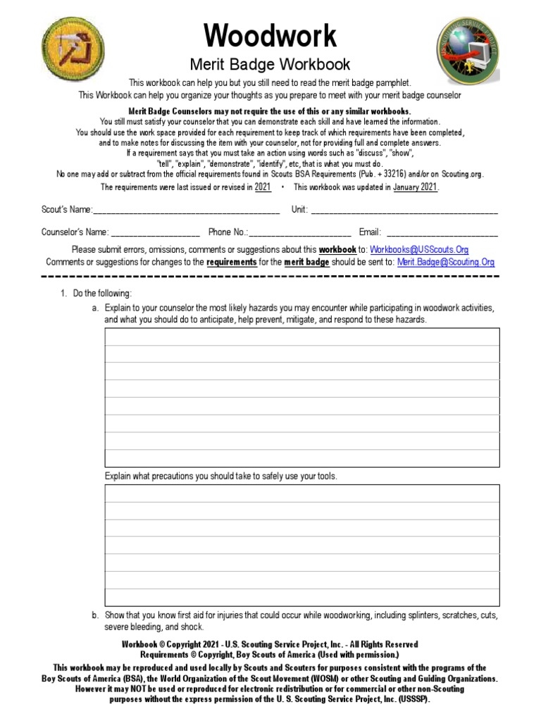 Woodwork Merit Badge Workbook PDF Boy Scouts Of America Woodwork Merit Badge Workbook PDF Boy Scouts Of America