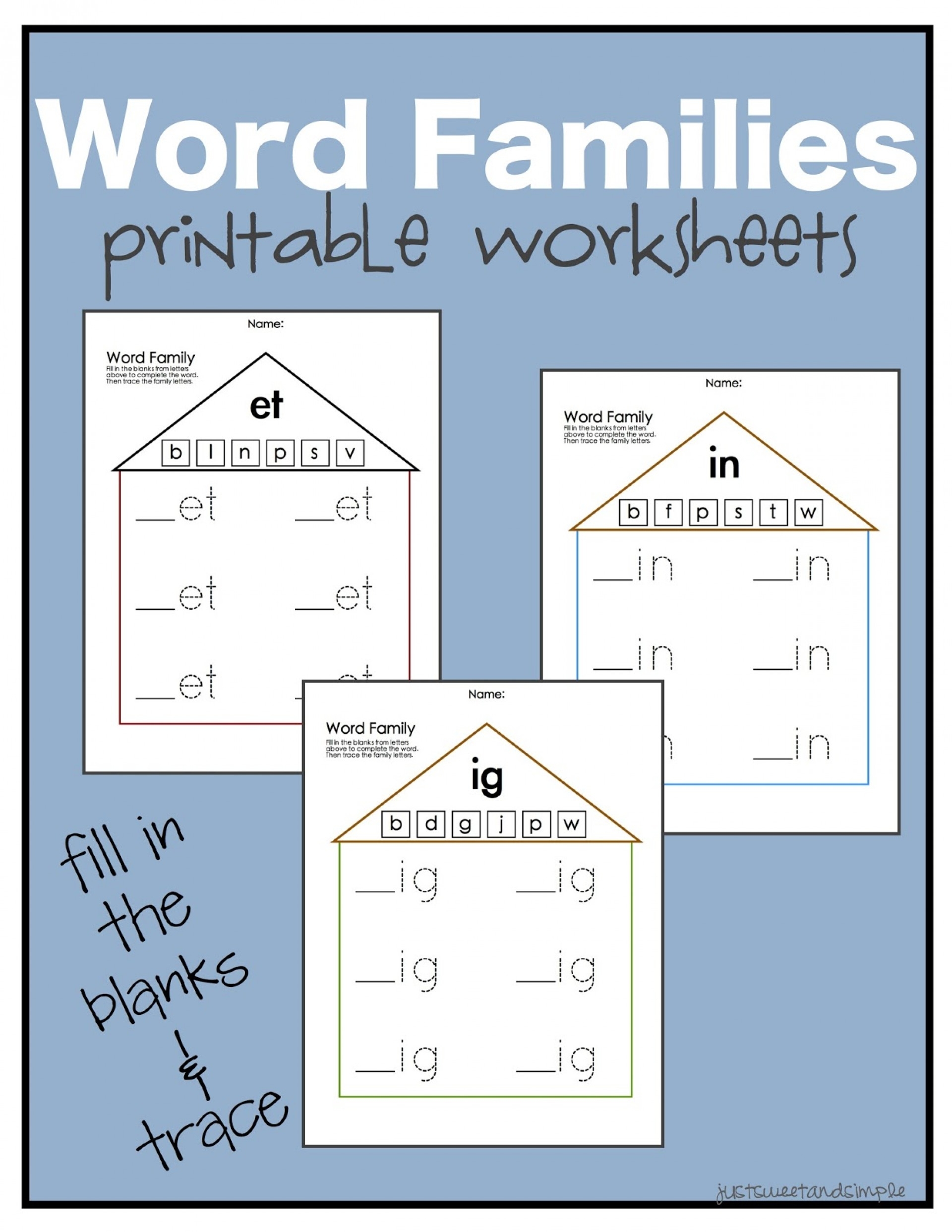 word family worksheets word family worksheets