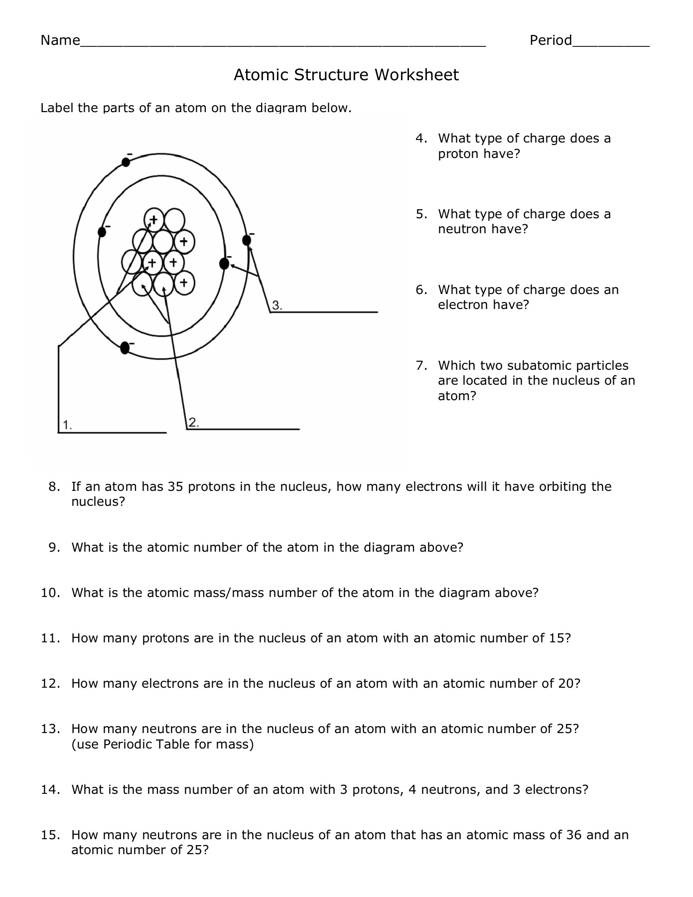 Worksheet Atomic Structure Answers Owhentheyanks