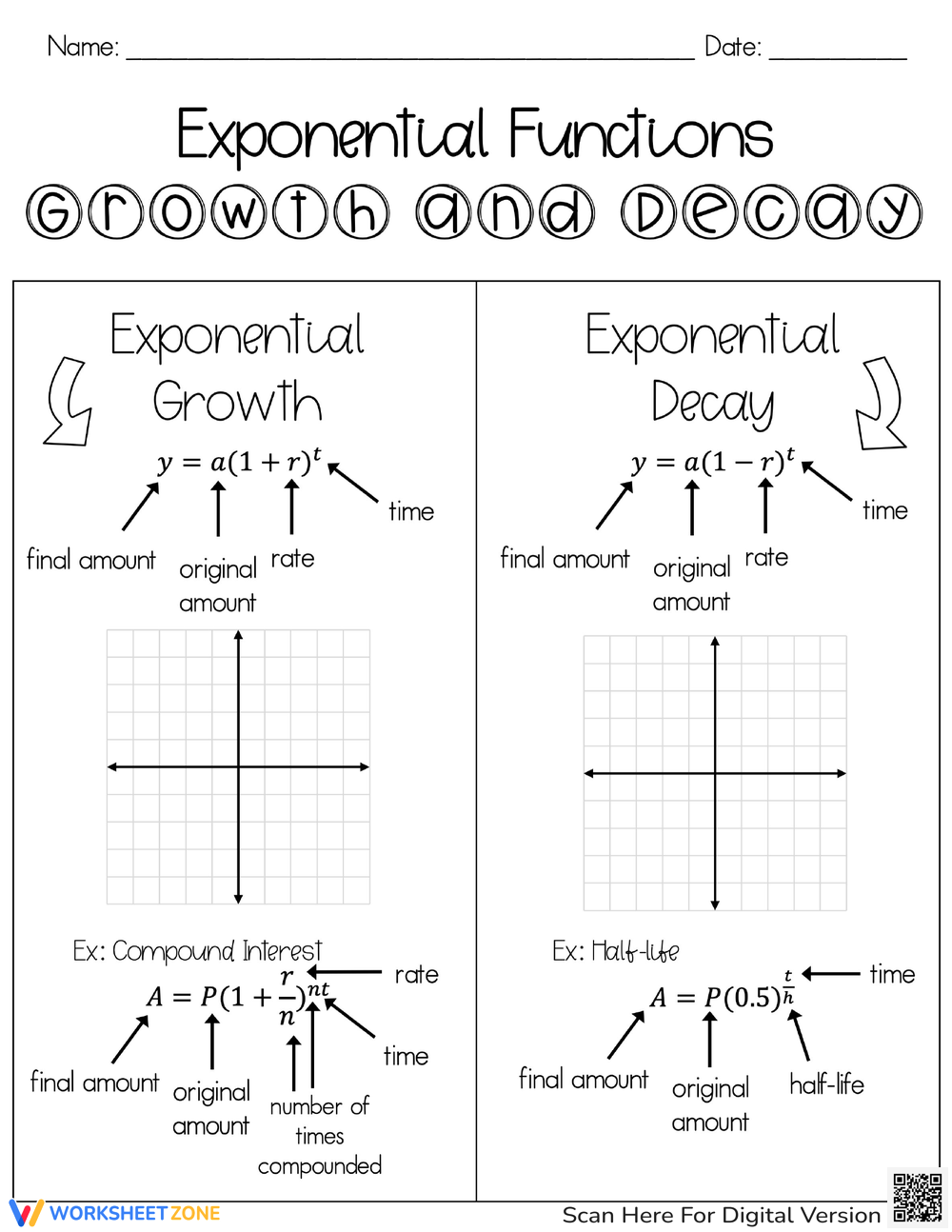 Worksheet Exponential Growth And Decay