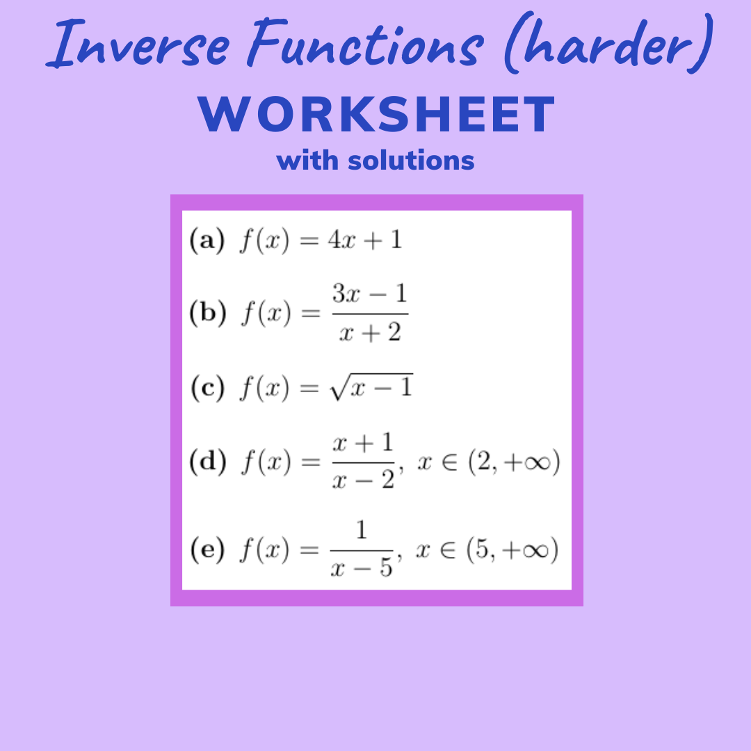Worksheet Inverse Functions PDF Function Mathematics Worksheet Inverse Functions PDF Function Mathematics