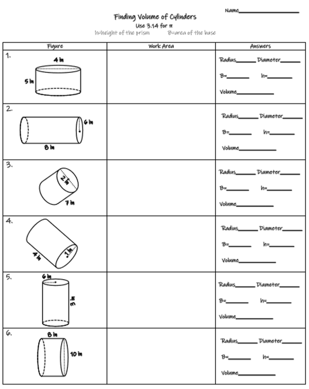 volume worksheets cylinder volume worksheets cylinder