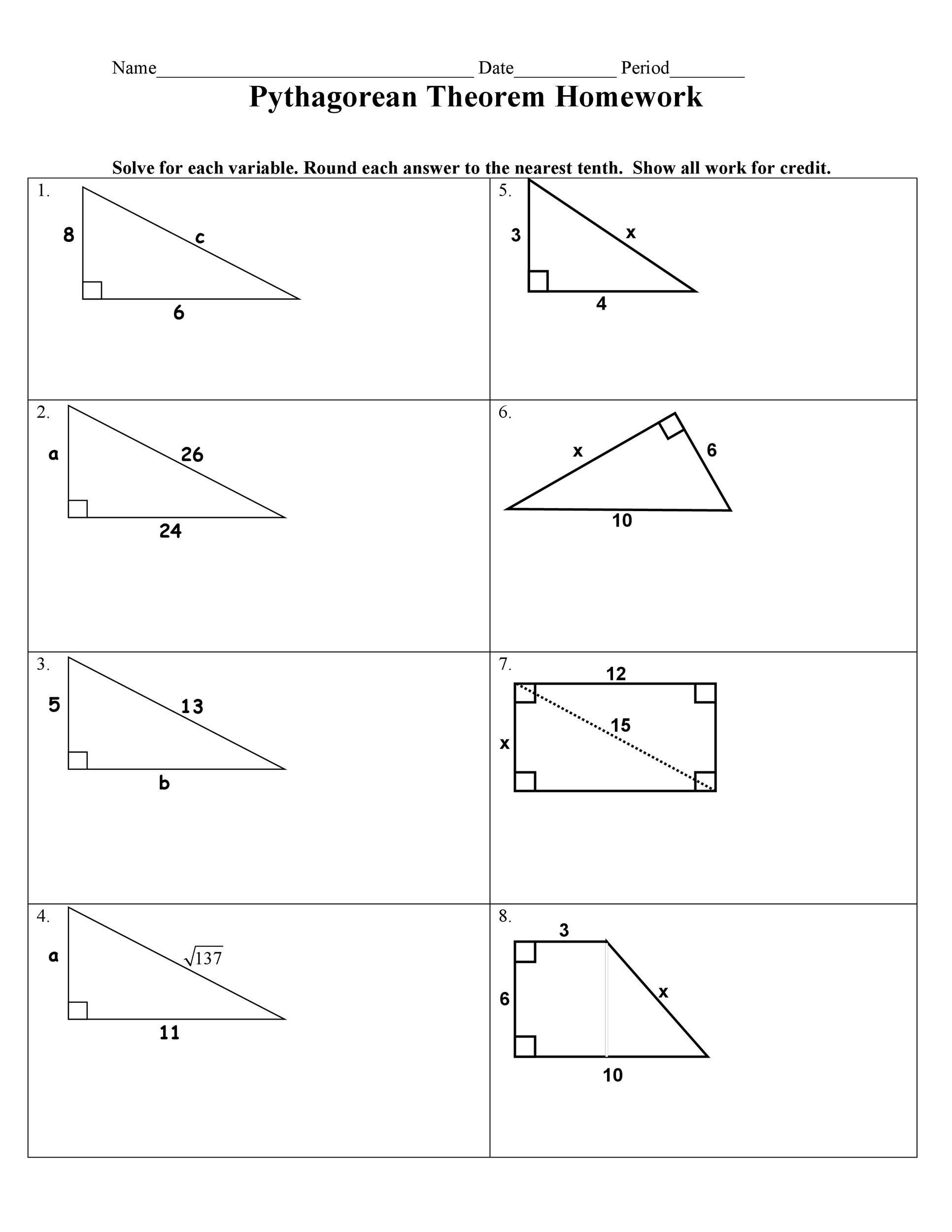 pythagorean theorem worksheet pdf