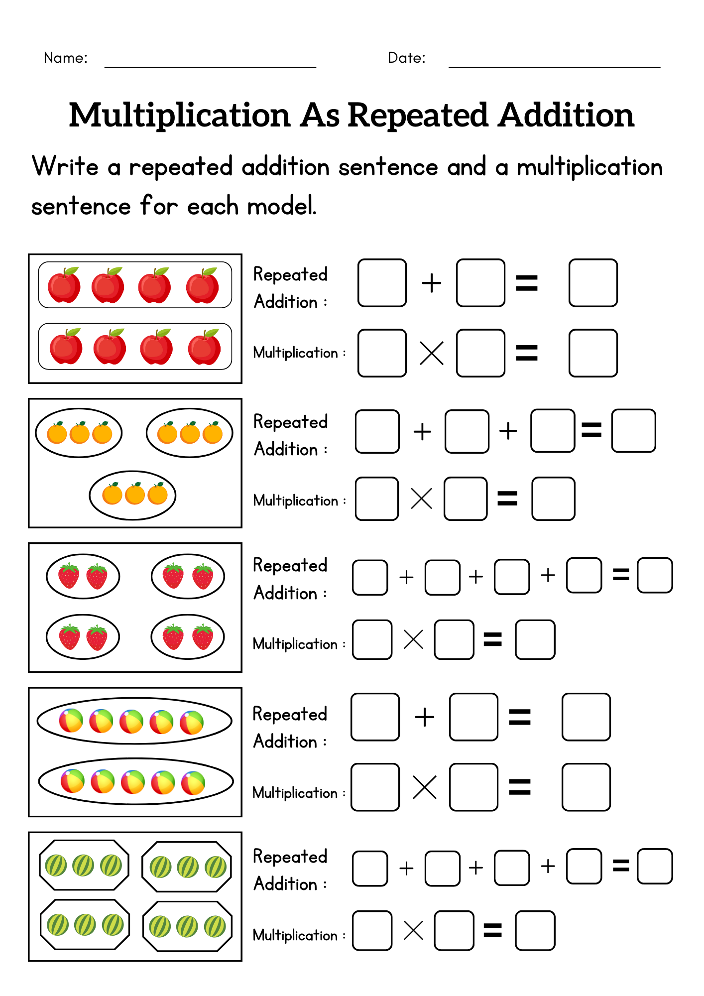Write Multiplication As Repeated Addition Activities Worksheet For Write Multiplication As Repeated Addition Activities Worksheet For