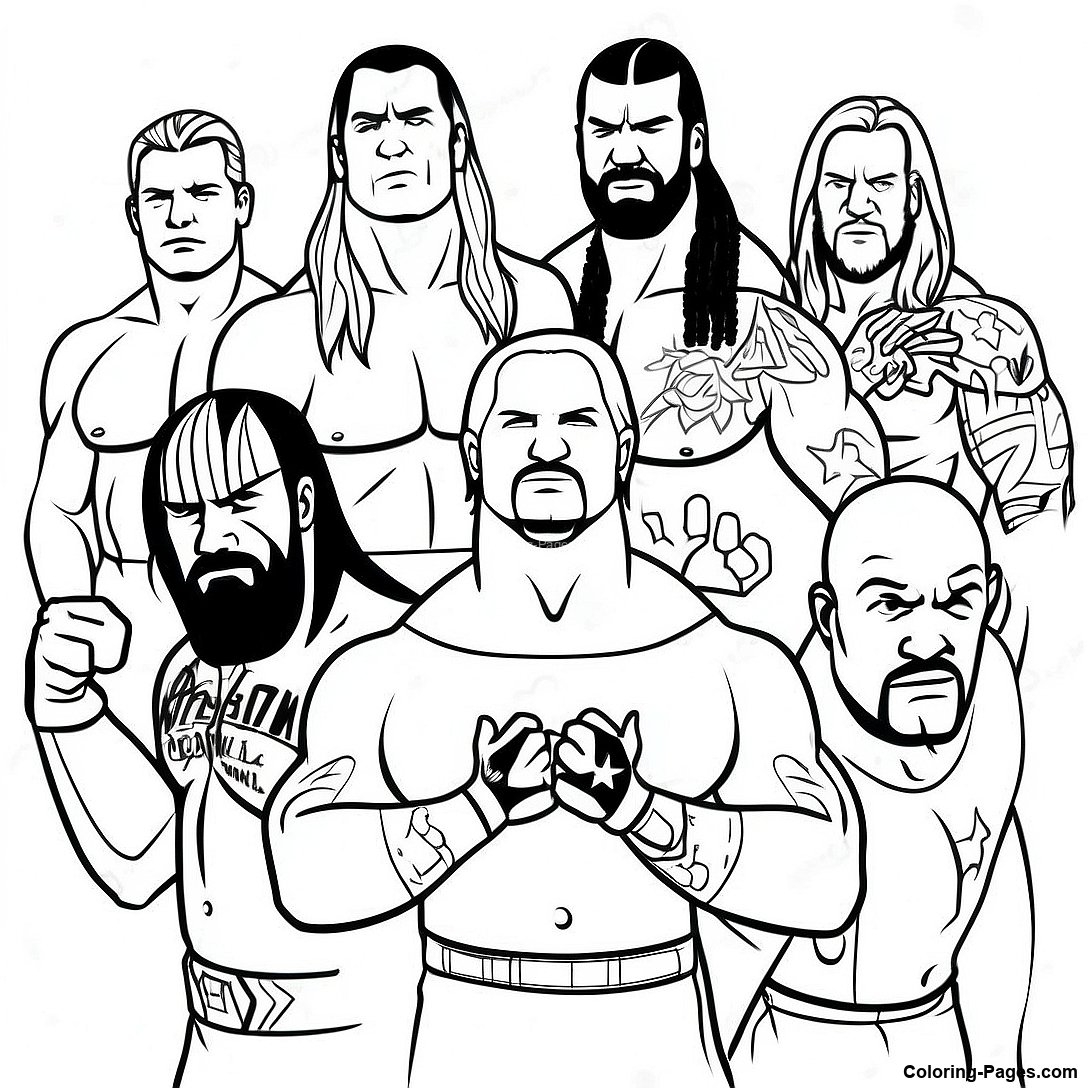 Wwe Superstars In Action Coloring Page Coloring Pages